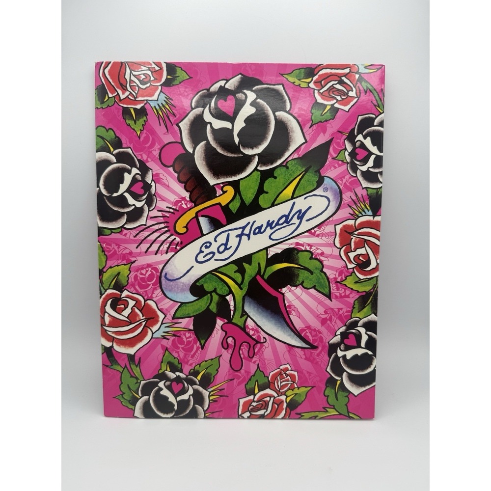 Vintage Y2K Ed Hardy/Lisa Frank 2 pocket portfolios Preowned 9.5x12 Flowers